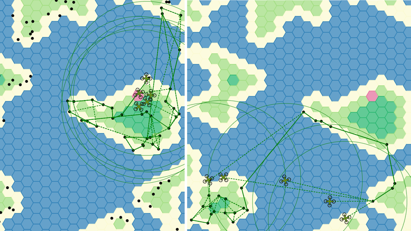 Homogeneous Agent Behaviours for the Multi-Agent Simultaneous Searching and Routing Problem